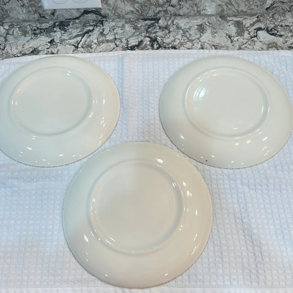 Three Vintage Homer Laughlin Golden Wheat 9.25 inch Plates